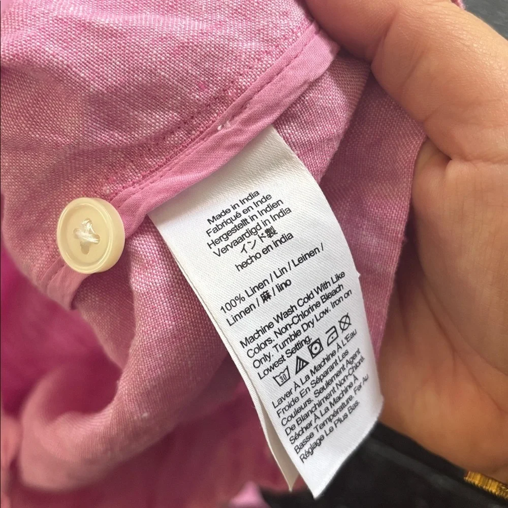 J. Crew Relaxed 100% linen romper in pink size XS